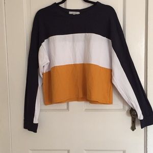Long sleeve, color block shirt